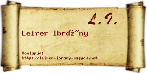 Leirer Ibrány névjegykártya